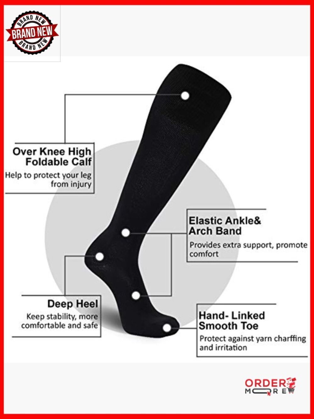 Over Knee High Athletic Socks for Baseball Soccer Rugby Unisex Sport Performance - Picture 4 of 7